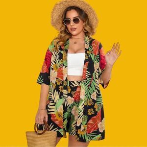 Floerns brand 2 piece tropical shorts and open front top! Nwt